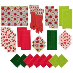 Smart Home Kitchen Fruit Themed Towel Set with Mat, Dishcloth, Towels & Gloves